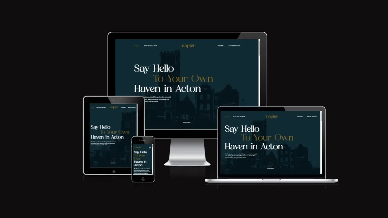 The Napier Apartments website mockap representing responsive design