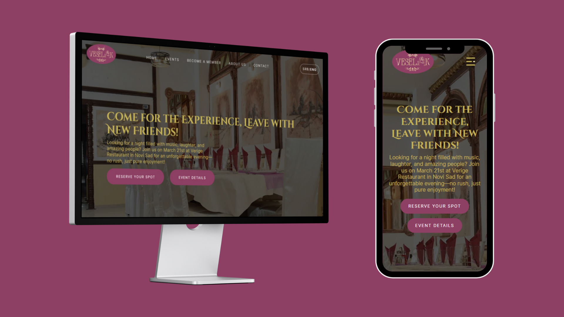 Responsive design preview – Veseljak community hub for active adults